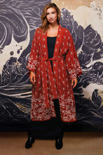 Load image into Gallery viewer, Asanoha & Peony embroidered, fully lined, long kimono