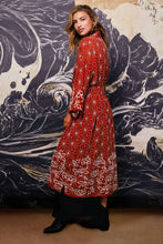 Load image into Gallery viewer, Asanoha & Peony embroidered, fully lined, long kimono