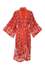 Load image into Gallery viewer, Asanoha & Peony embroidered, fully lined, long kimono