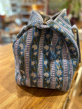 Load image into Gallery viewer, Block-printed and Quilted Overnight Bag.