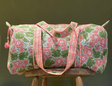 Load image into Gallery viewer, Block-printed and Quilted Overnight Bag.