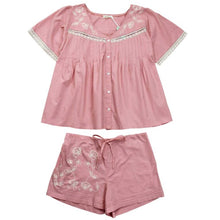 Load image into Gallery viewer, Embroidered Pink Short Pyjamas