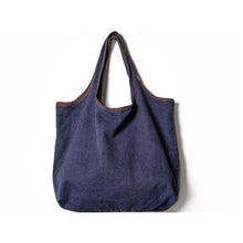 Load image into Gallery viewer, Leather Trimmed Canvas Shoulder Bag