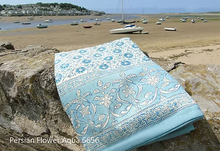 Load image into Gallery viewer, Block Printed Tablecloth - Persian Flower Aqua