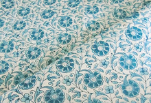 Load image into Gallery viewer, Block Printed Tablecloth - Persian Flower Aqua