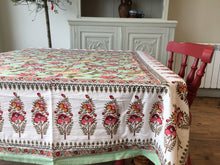 Load image into Gallery viewer, Block Printed Tablecloth - Shiraz Sage