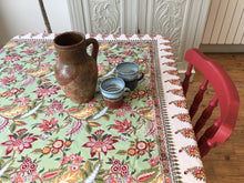 Load image into Gallery viewer, Block Printed Tablecloth - Shiraz Sage