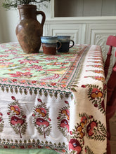 Load image into Gallery viewer, Block Printed Tablecloth - Shiraz Sage