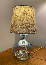 Load image into Gallery viewer, Small Glass Lamp - Light Blue with Gold Flex