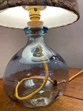 Load image into Gallery viewer, Small Glass Lamp - Light Blue with Gold Flex