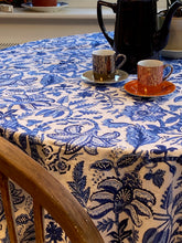 Load image into Gallery viewer, Block Printed Tablecloth - Indigo Jardin