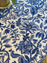 Load image into Gallery viewer, Block Printed Tablecloth - Indigo Jardin