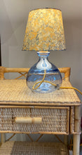 Load image into Gallery viewer, Small Glass Lamp - Light Blue with Gold Flex