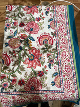Load image into Gallery viewer, Block Printed Tablecloth - Tortola Flower