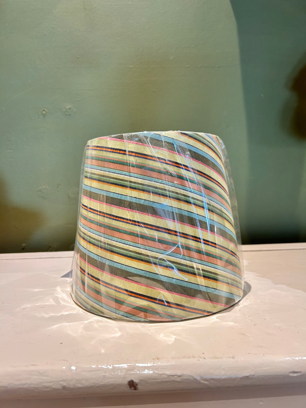 Handmade Small Empire Lampshade by “Revamp Your Lamp” - Green Stripes
