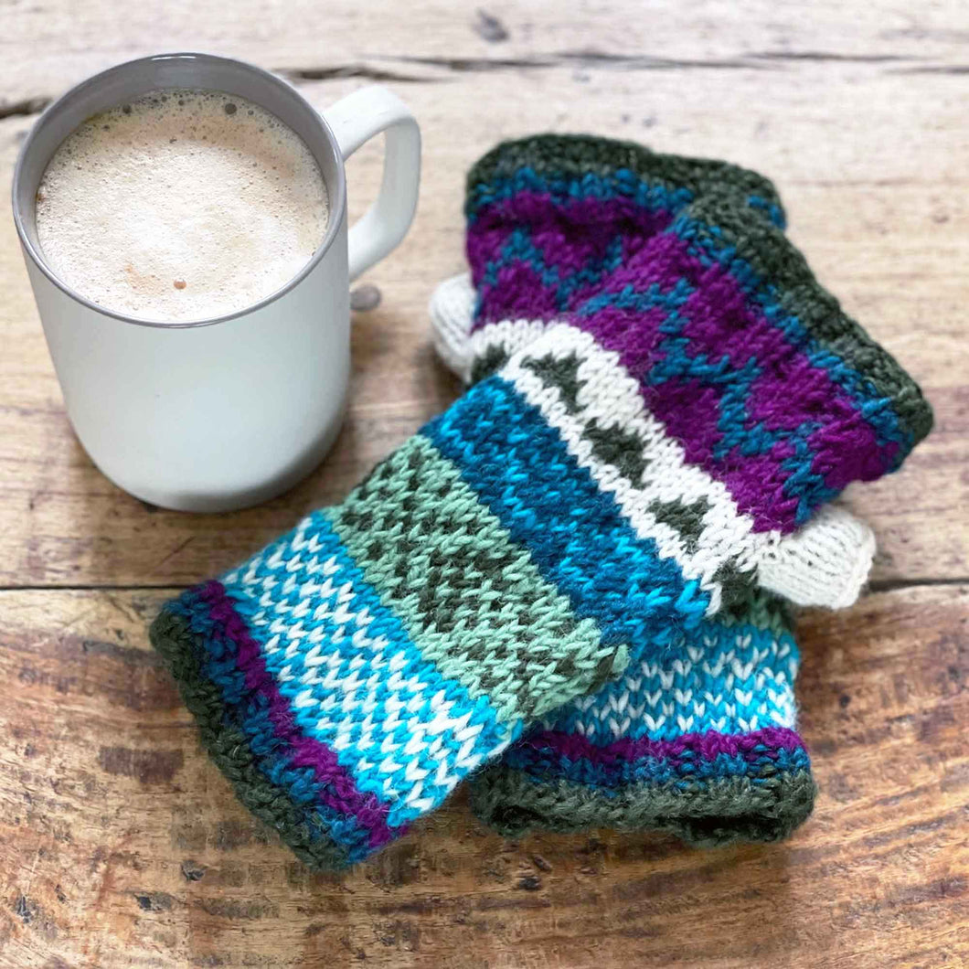 Hand-knitted Fairisle Wrist-warmers / Handwarmers