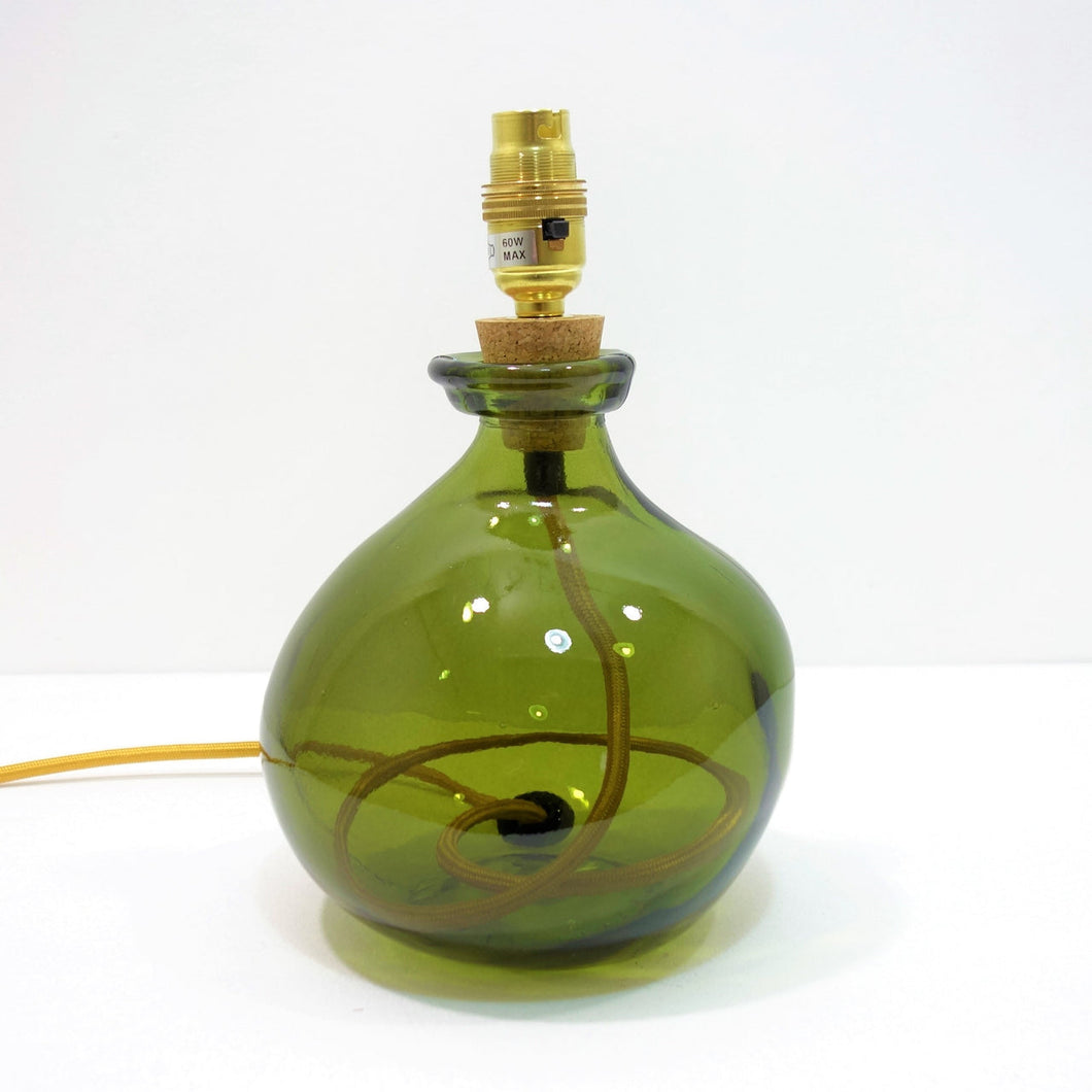 Medium Glass Lamp - Olive  with Gold Flex