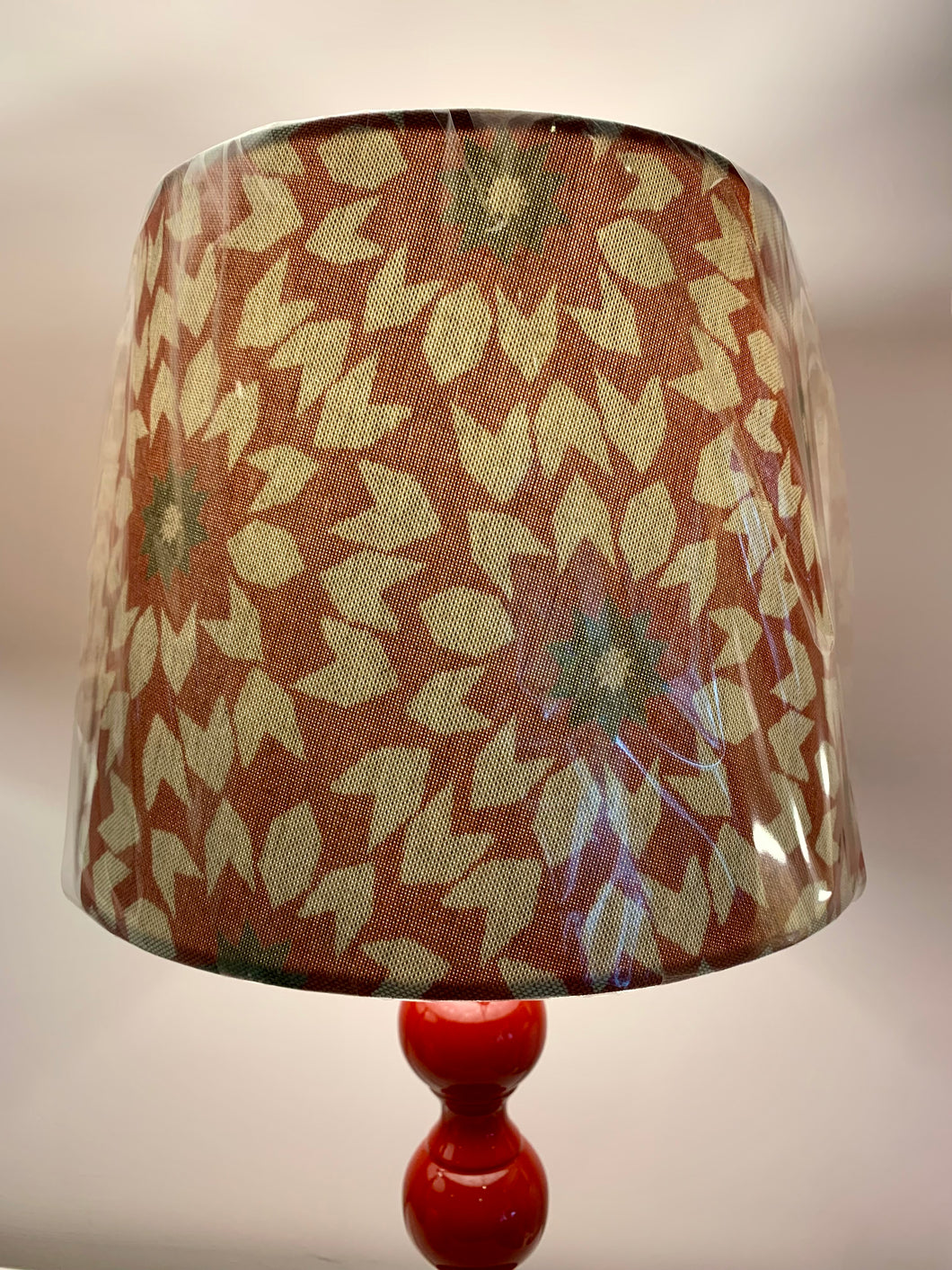 Empire Lampshade  - Medium - Red Geometric Flowers