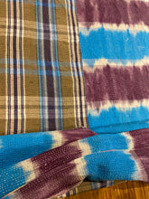 Load image into Gallery viewer, Vintage Kantha - Blue, Brown &amp; Purple Check
