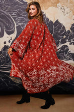 Load image into Gallery viewer, Asanoha &amp; Peony embroidered, fully lined, long kimono
