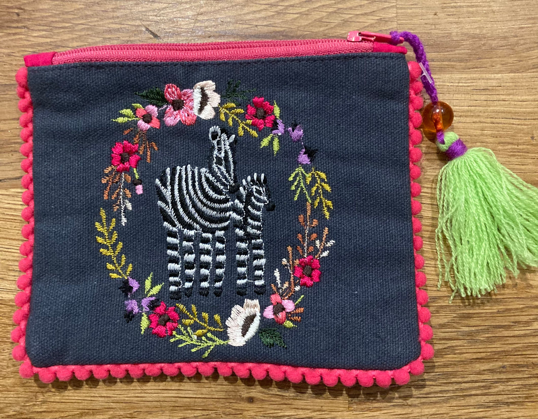 Embroidered animal purse