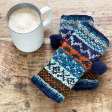 Load image into Gallery viewer, Hand-knitted Fairisle Wrist-warmers / Handwarmers
