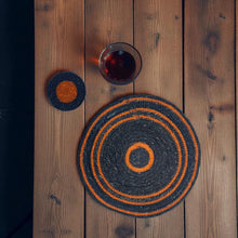 Load image into Gallery viewer, Seagrass placemat Navy &amp; Orange
