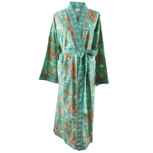 Load image into Gallery viewer, Cotton kimono - Turquoise Floral
