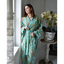 Load image into Gallery viewer, Cotton kimono - Turquoise Floral
