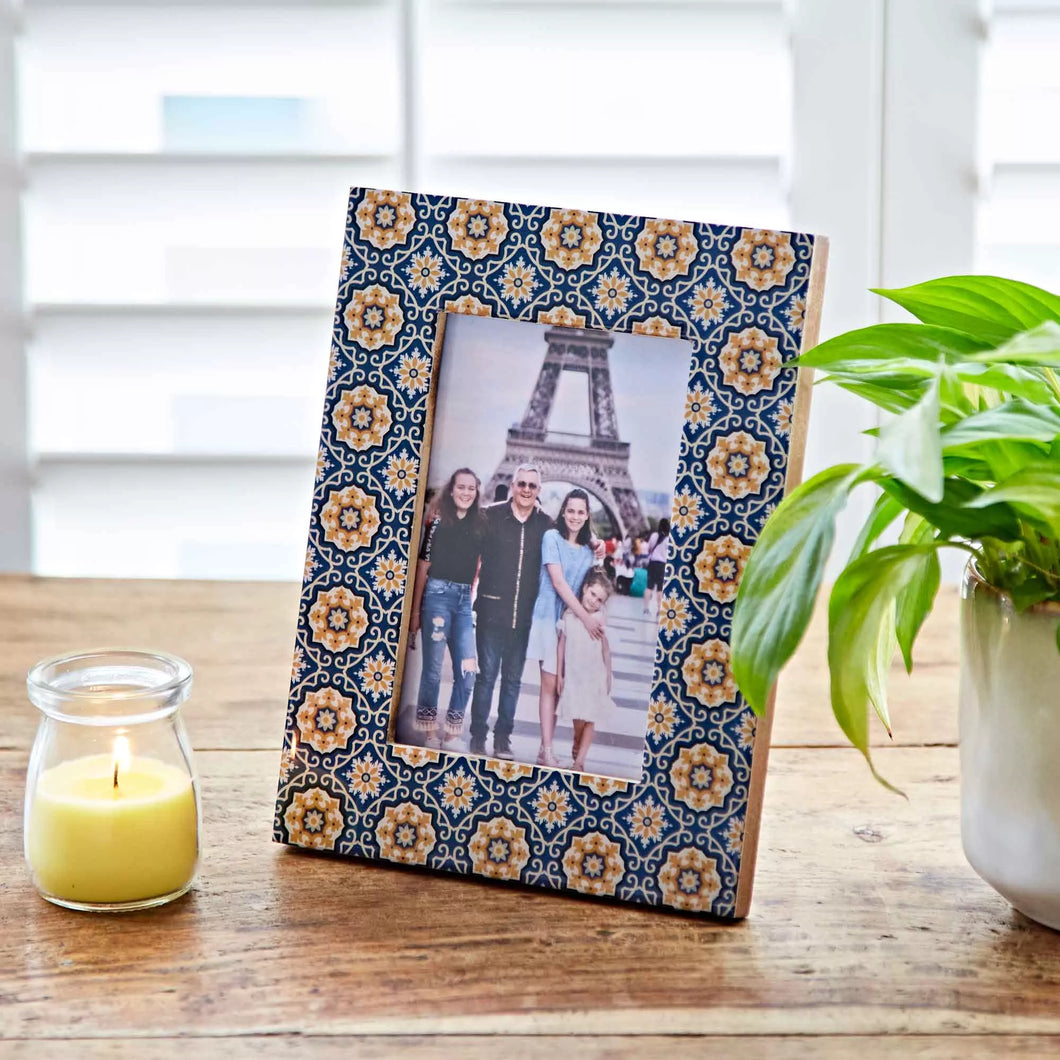 Neela Blue & Gold Photo Frame 6”x4”