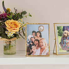 Load image into Gallery viewer, Hiya Glass &amp; Gold Metal Photo Frame 7”x5”
