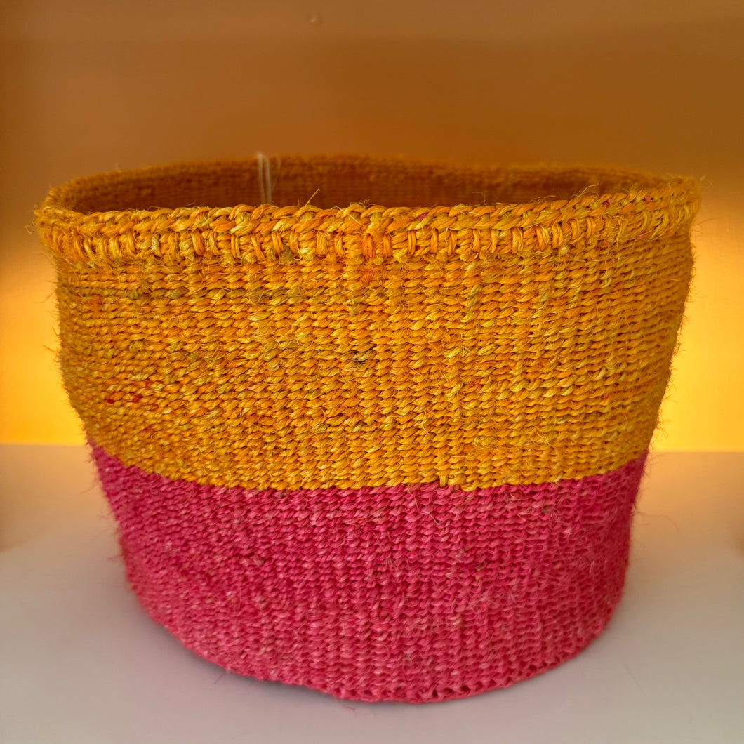 Large Colour Block Woven Basket