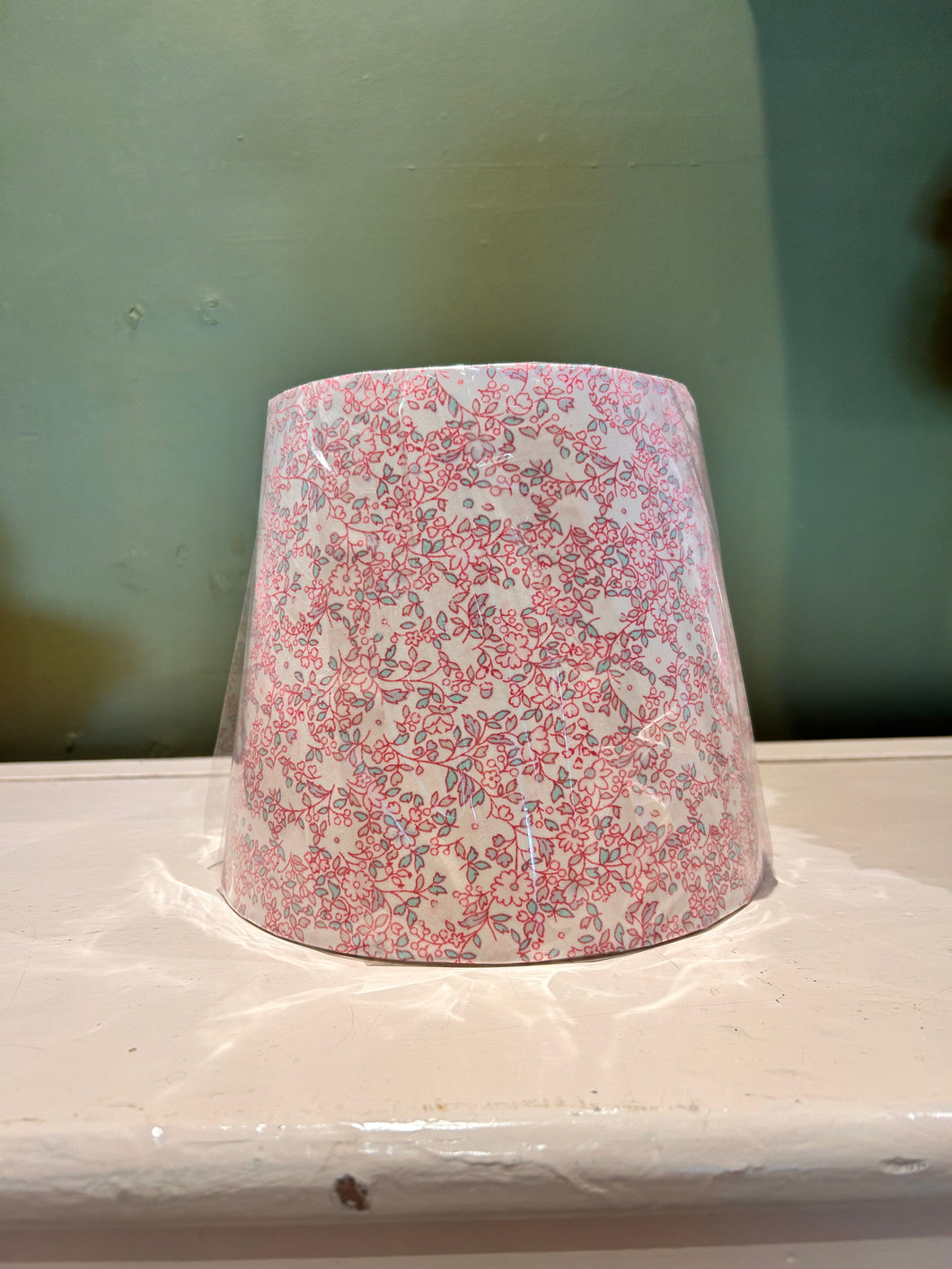 Handmade Small Empire Lampshade by “Revamp Your Lamp” - Pink Leaves