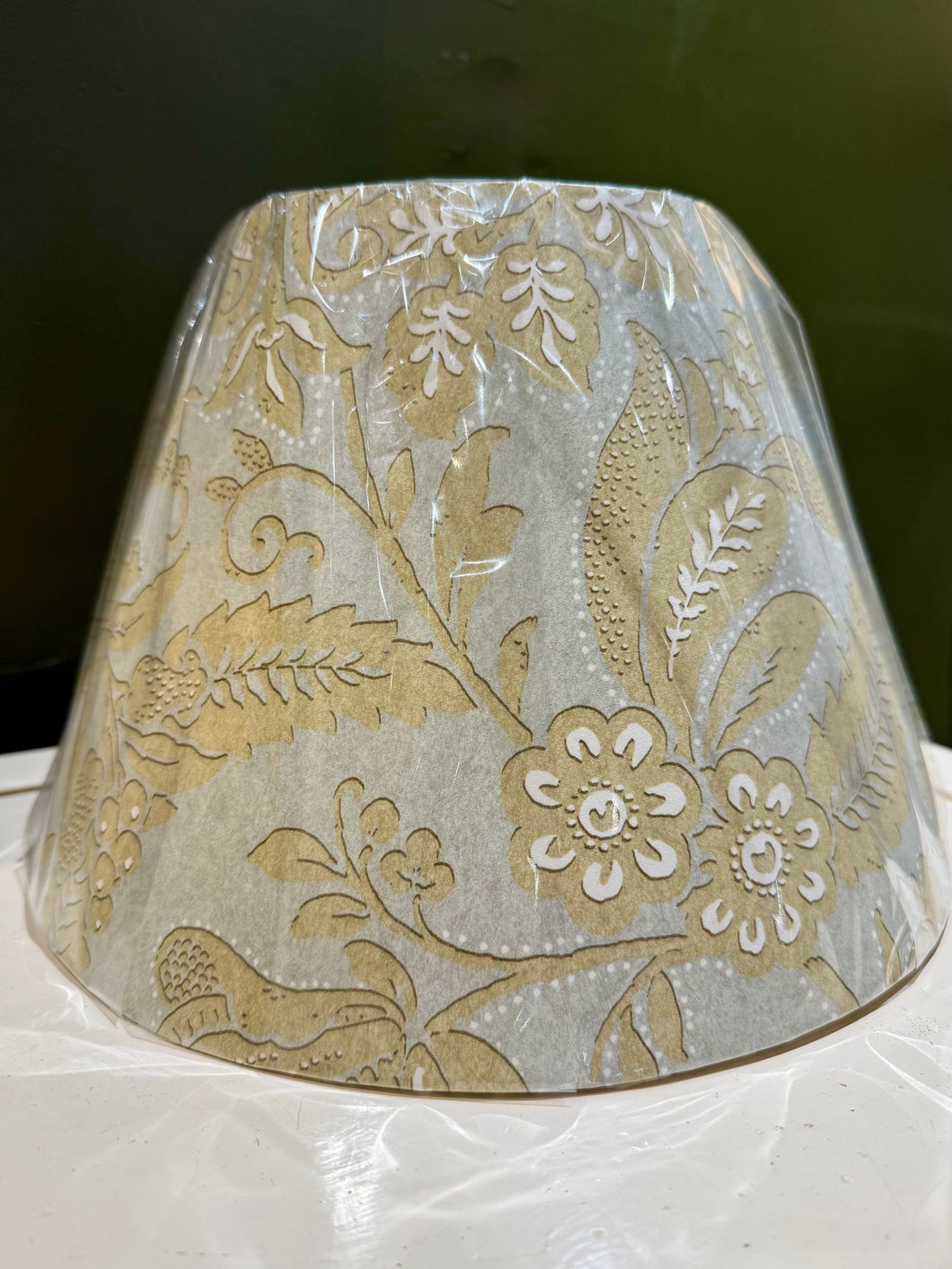 Medium Cone Lampshade - Taupe / Grey Paisley