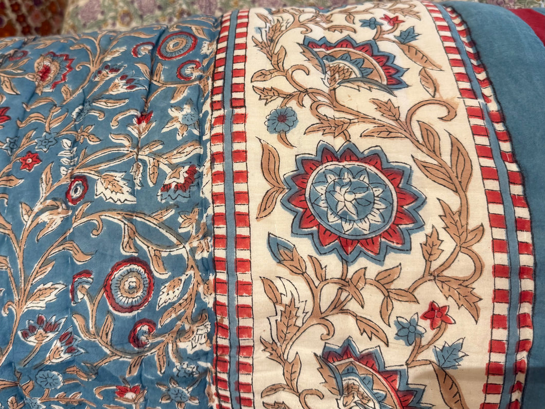 Hand Block-Printed Quilted Throw