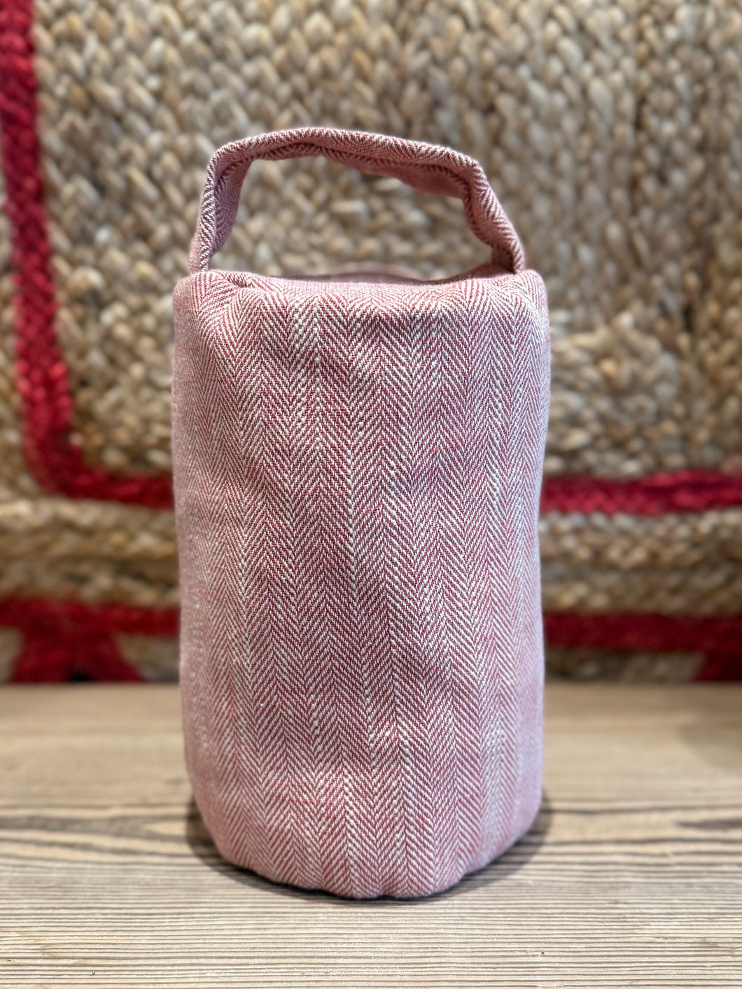 Handmade Doorstop - Red Herringbone