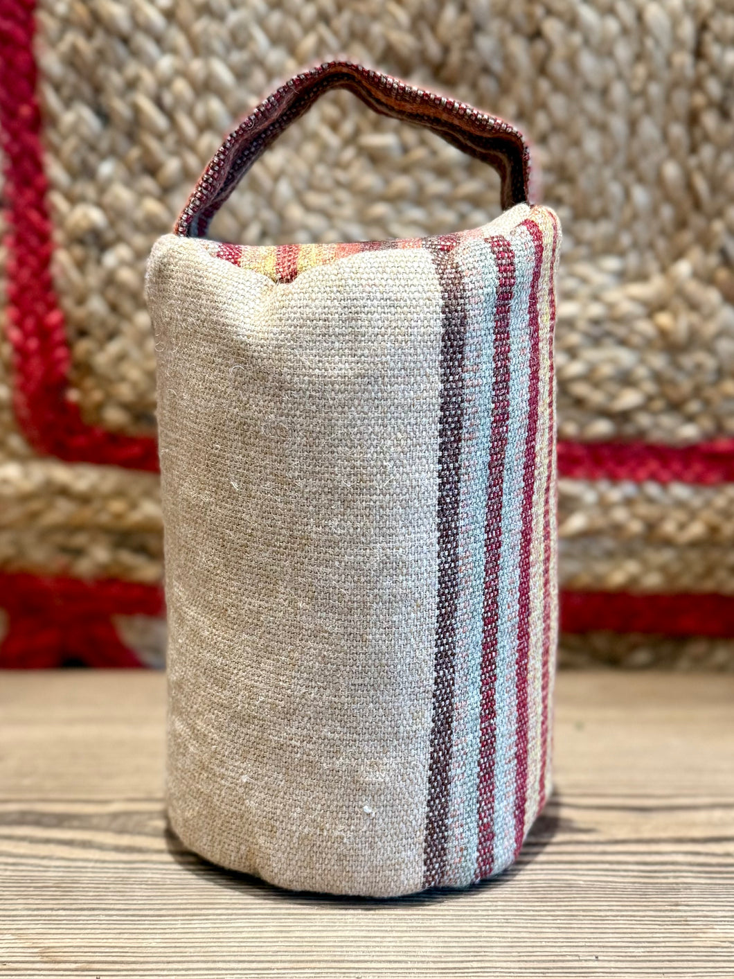 Handmade Doorstop - Natural/Red Stripe
