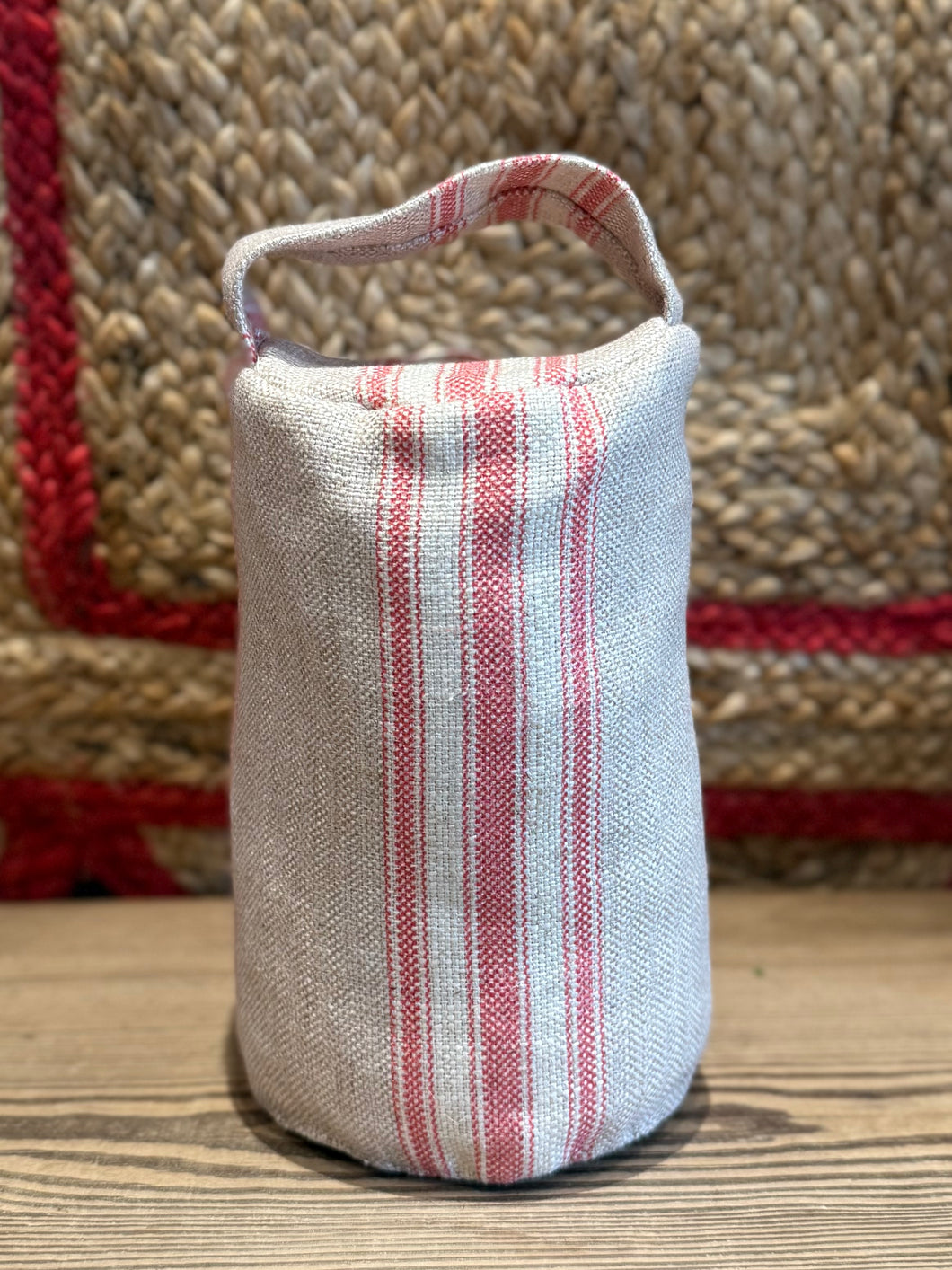 Handmade Doorstop - Natural/Red Stripe