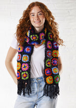 Load image into Gallery viewer, Black / Rainbow Crochet Scarf
