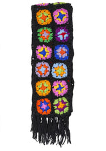 Load image into Gallery viewer, Black / Rainbow Crochet Scarf
