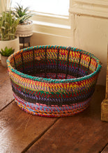 Load image into Gallery viewer, Recycled Fabric Covered Low Round Metal Basket
