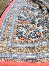 Load image into Gallery viewer, Hand Block-Printed Quilted Throw - Pink Lotus Flower
