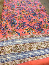 Load image into Gallery viewer, Hand Block-Printed Quilted Throw - Pink Lotus Flower
