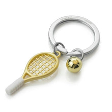 Load image into Gallery viewer, Gold Tennis Racket &amp; Ball Keyring

