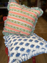 Load image into Gallery viewer, Block-printed ruffle Cushion
