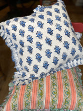 Load image into Gallery viewer, Block-printed ruffle Cushion
