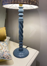 Load image into Gallery viewer, Barley Twist Wooden Lamp -  Chalky Blue
