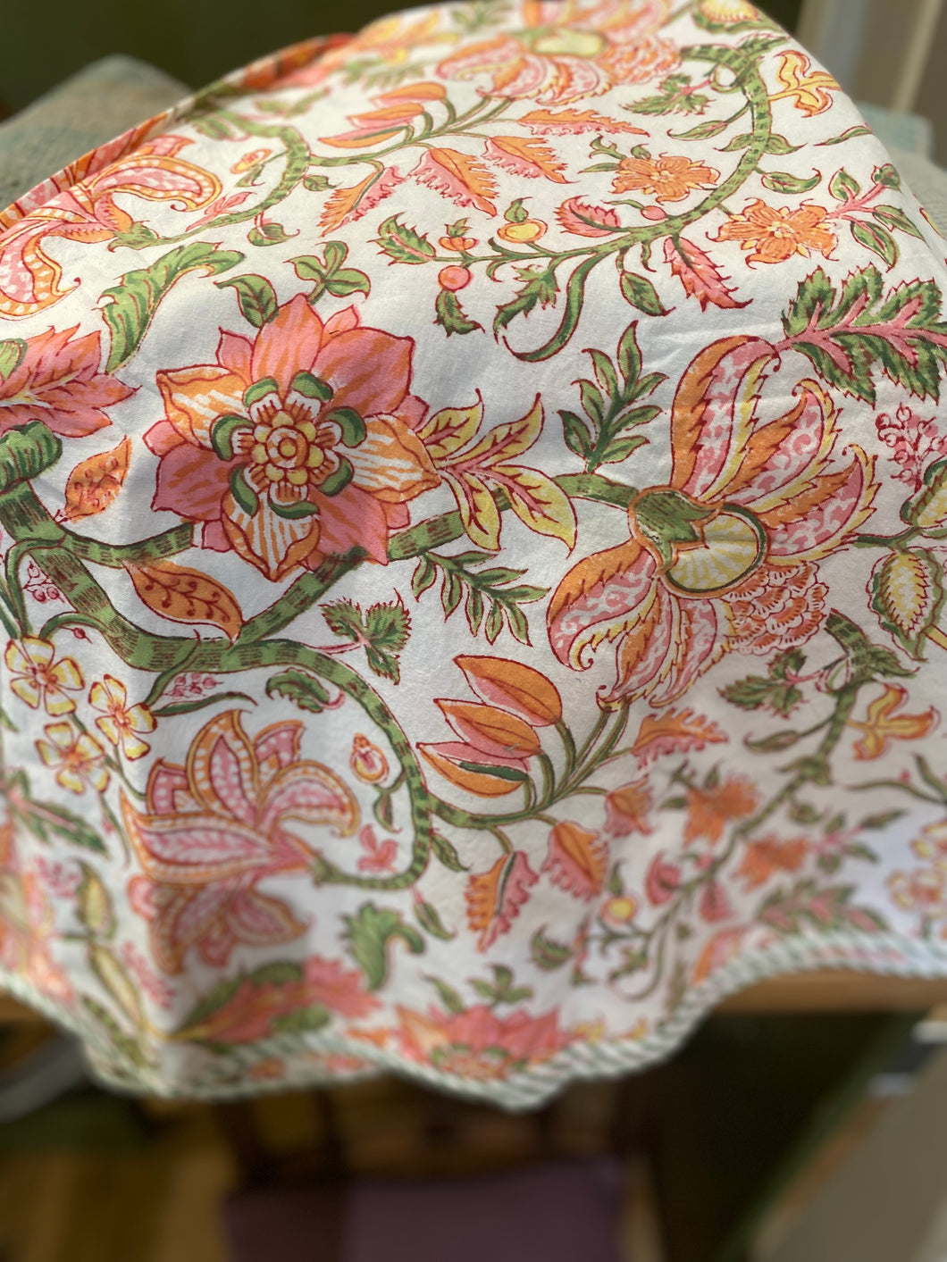 Block Printed Round Tablecloth - Small