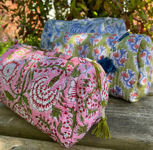 Load image into Gallery viewer, Block-Printed and Quilted Wash Bag - Large
