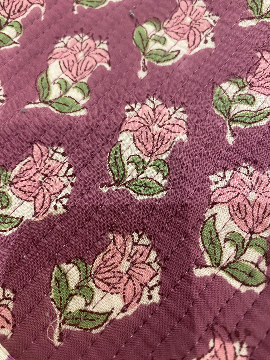 Block-Printed and Quilted Wash Bag - Large